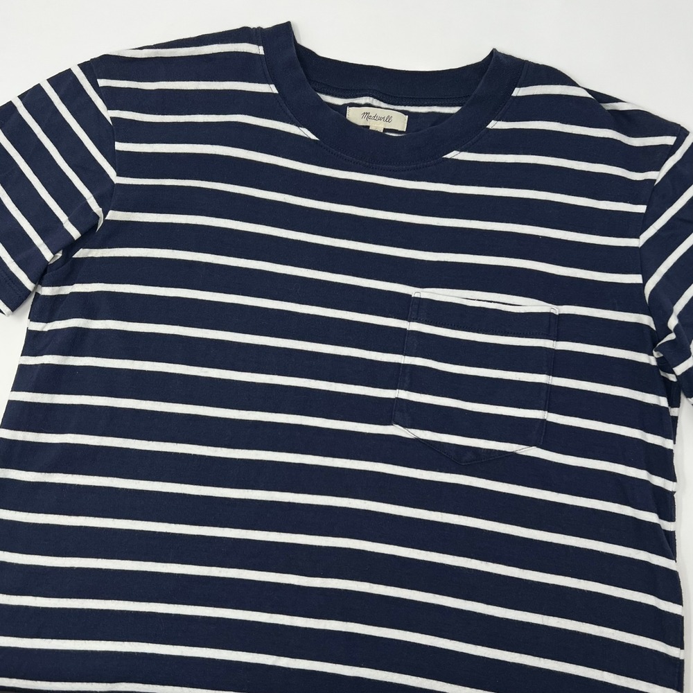 Madewell Striped Pocket Tee Dress Navy Blue White‎ Small Cotton Short Sleeve